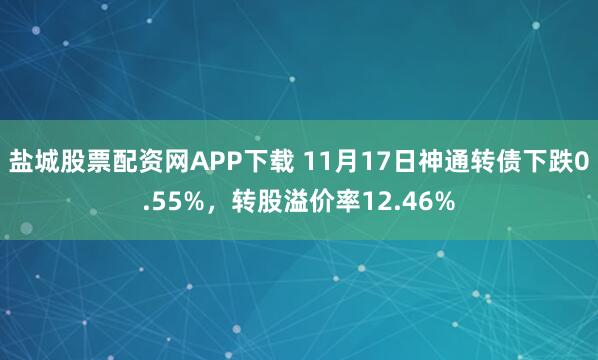 盐城股票配资网APP下载 11月17日神通转债下跌0.55%,转股溢价率12.46%